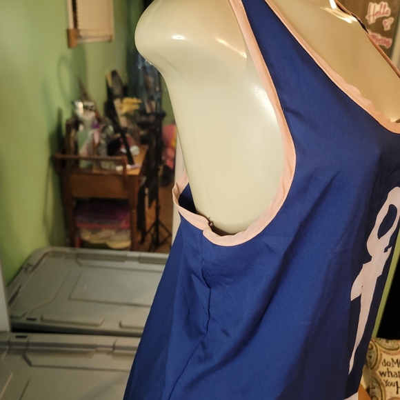 Vague Fashion Blue Long top with Pink Trim & Bow on Back - Picture 2 of 12